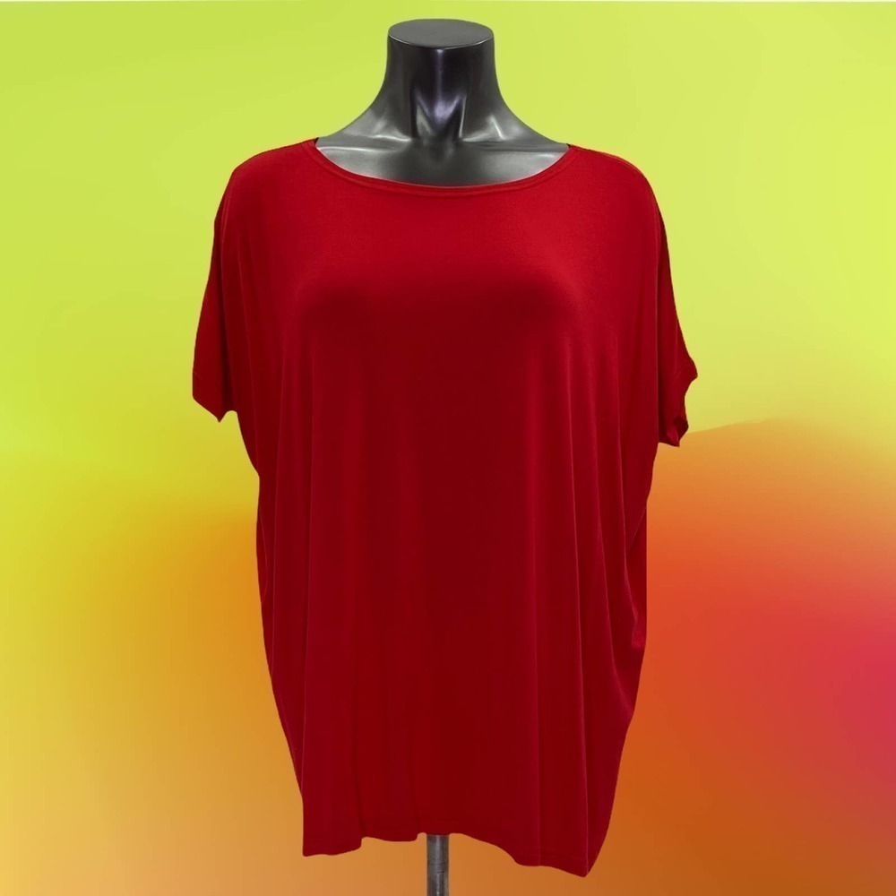 PIKO Red Short Sleeve Bamboo Crew Neck T-Shirt - Picture 10 of 10